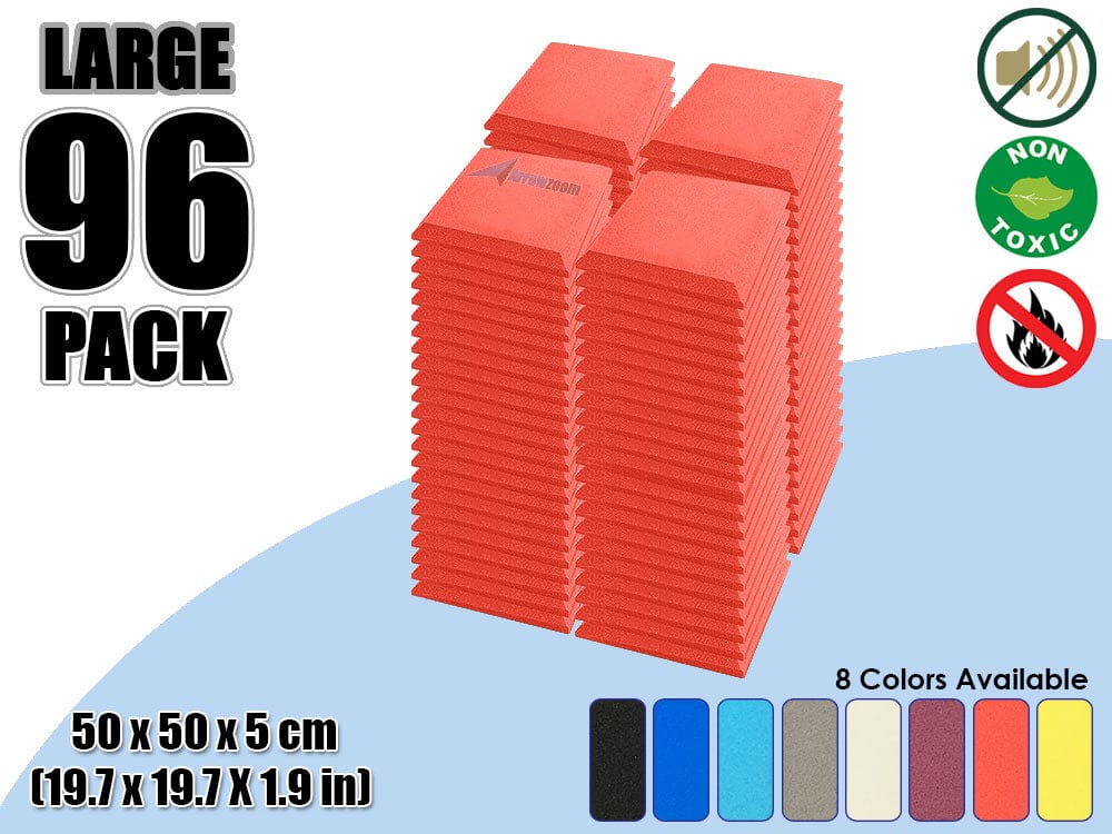 New 96 pcs Bundle Flat Bevel Tile Acoustic Panels Sound Absorption Studio Soundproof Foam 8 Colors KK1039 Red
