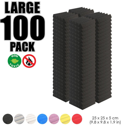 Arrowzoom 100 pcs Bundle Acoustic Foam Wedge / 100 Pieces - 25 x 25cm / Black