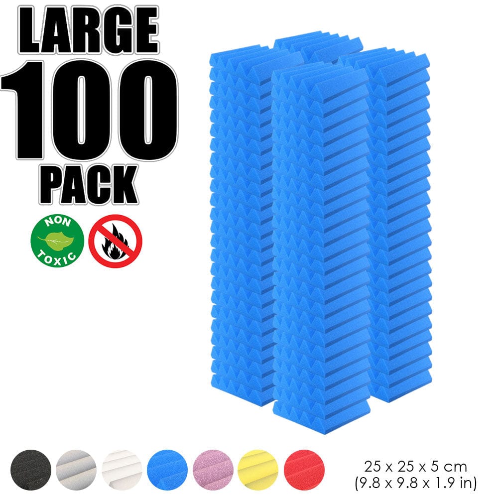 Arrowzoom 100 pcs Bundle Acoustic Foam Wedge / 100 Pieces - 25 x 25cm / Blue
