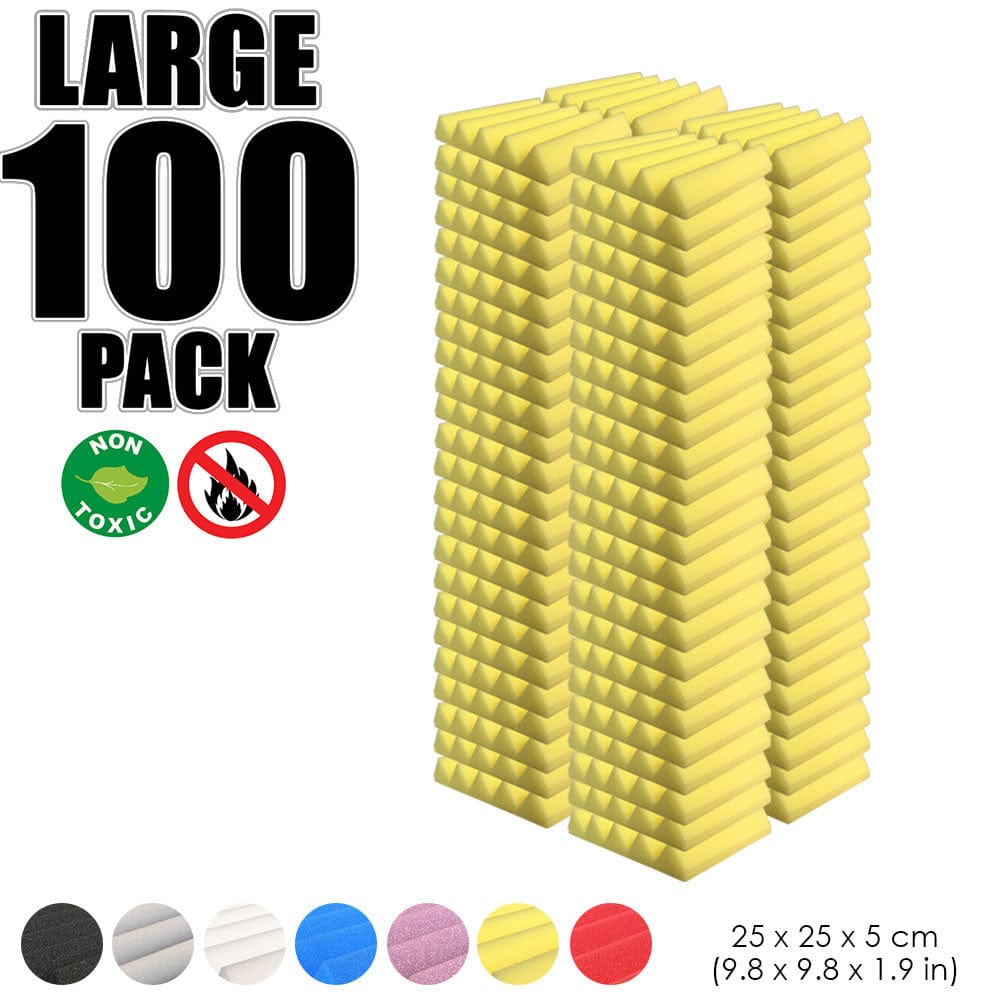 Arrowzoom 100 pcs Bundle Acoustic Foam Wedge / 100 Pieces - 25 x 25cm / Yellow