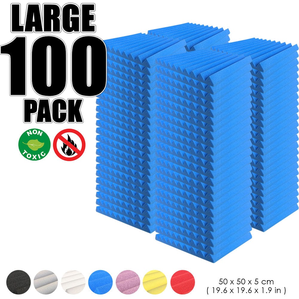 Arrowzoom 100 pcs Bundle Acoustic Foam Wedge / 100 Pieces - 50 x 50cm / Blue