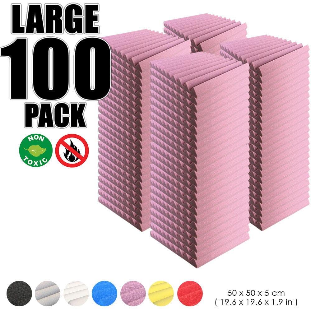 Arrowzoom 100 pcs Bundle Acoustic Foam Wedge / 100 Pieces - 50 x 50cm / Burgundy