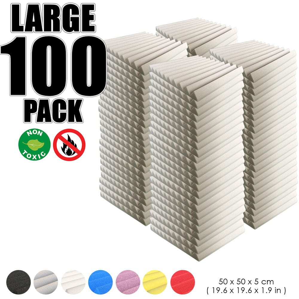 Arrowzoom 100 pcs Bundle Acoustic Foam Wedge / 100 Pieces - 50 x 50cm / Gray