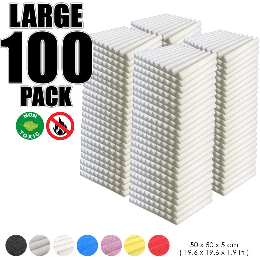 Arrowzoom 100 pcs Bundle Acoustic Foam Wedge / 100 Pieces - 50 x 50cm / White