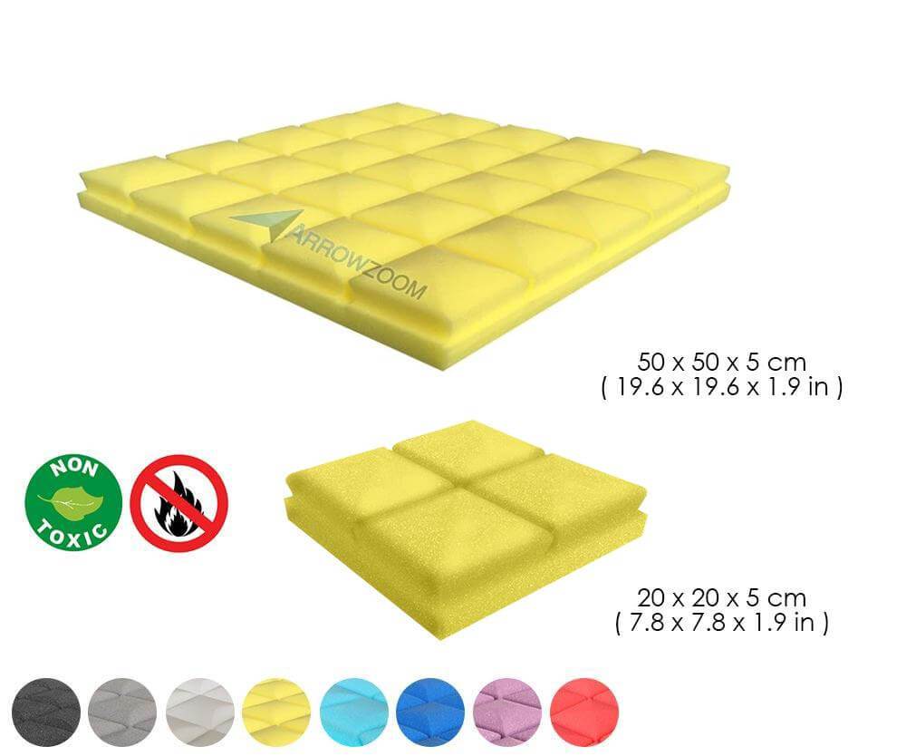 Arrowzoom Acoustic Hemisphere Grid Foam - Solid Colors - KK1040 Yellow / 1 Piece - 20 X 20 X 5cm / 7.8 X 7.8 X 1.9 in