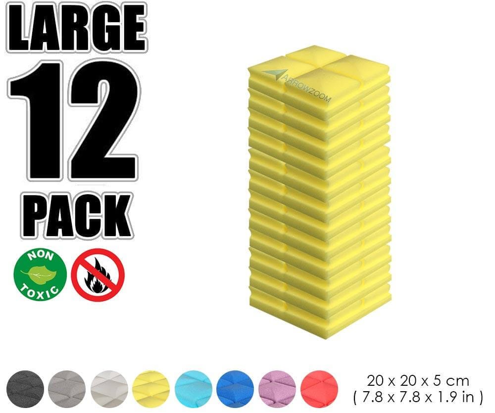Arrowzoom Acoustic Hemisphere Grid Foam - Solid Colors - KK1040 Yellow / 12 Pieces - 20 X 20 X 5cm / 7.8 X 7.8 X 1.9 in