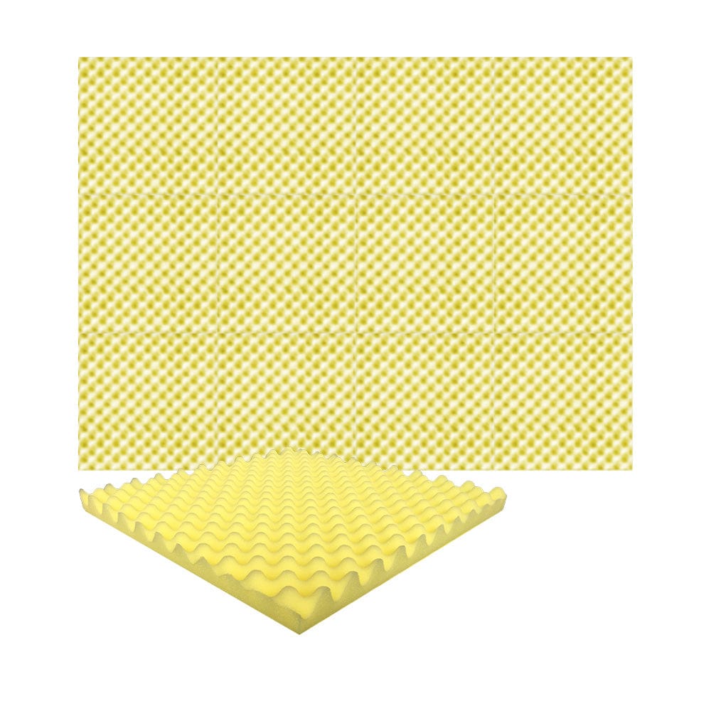 Arrowzoom Acoustic Eggcrate Foam - Solid Colors - KK1052 Yellow / 12 Pieces - 50 x 50 x 3 cm/ 20x20x2 in