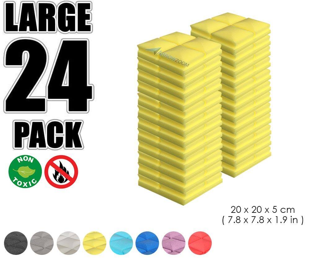 Arrowzoom Acoustic Hemisphere Grid Foam - Solid Colors - KK1040 Yellow / 24 Pieces - 20 X 20 X 5cm / 7.8 X 7.8 X 1.9 in