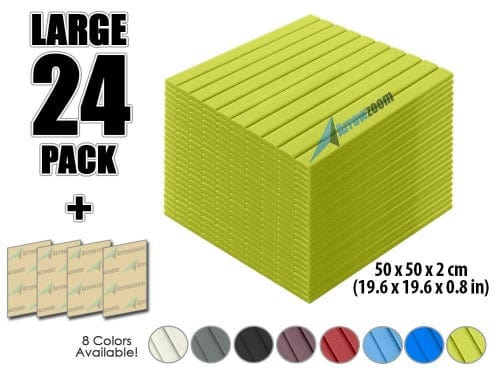 Arrowzoom Acoustic Flat Wedge Foam - Solid Colors - KK1035 Yellow / 24 PIECES - 50 X 50 X 2 CM
