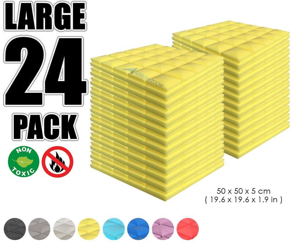 Arrowzoom Acoustic Hemisphere Grid Foam - Solid Colors - KK1040 Yellow / 24 Pieces - 50 X 50 X 5cm / 19.6 X 19.6 X 1.9 in