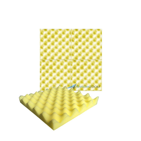 New 4 Pcs Bundle Egg Crate Convoluted Acoustic Tile Panels Sound Absorption Studio Soundproof Foam KK1052 Yellow / 25 X 25 X 3 cm (9.8 X 9.8 X 1.1 in)