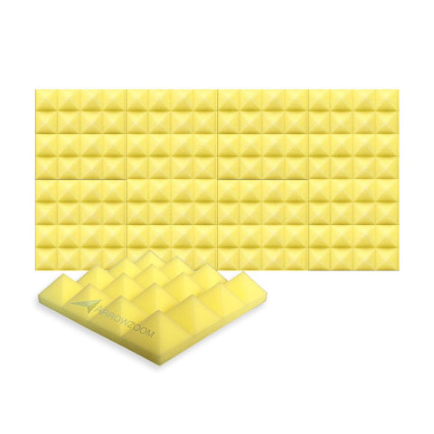 New 8 pcs Bundle Pyramid Tiles Acoustic Panels Sound Absorption Studio Soundproof Foam 8 Colors KK1034 Yellow / 25 X 25 X 5cm (9.8 X 9.8 X 1.9in)