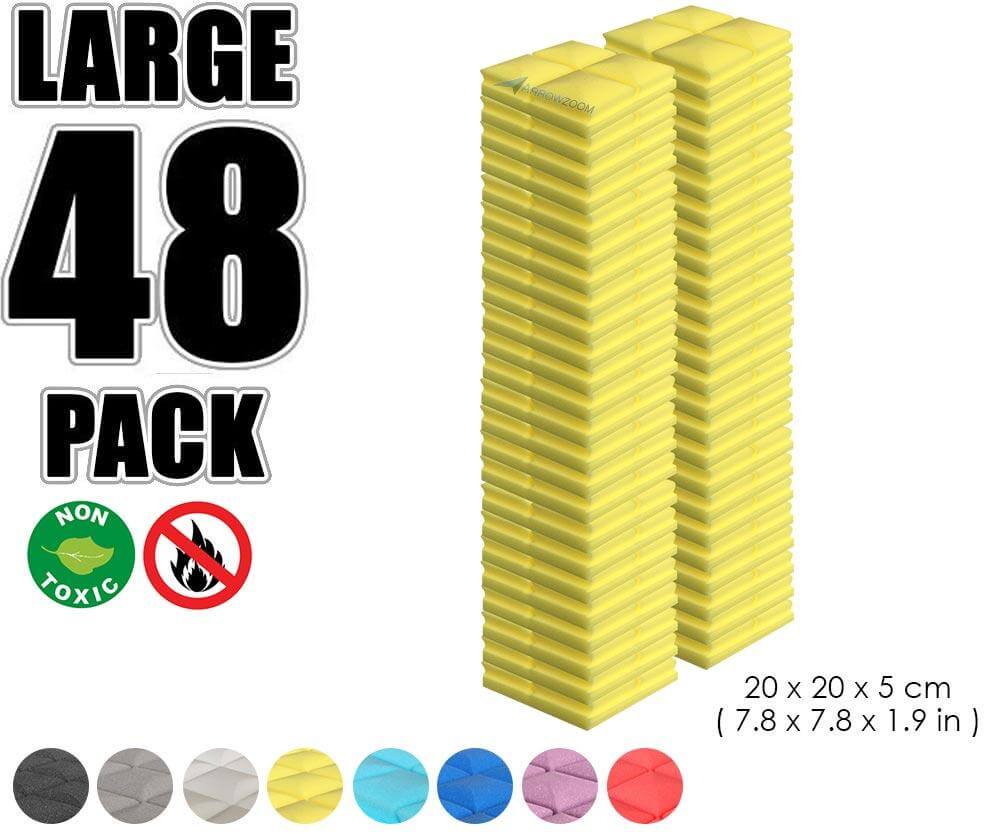 Arrowzoom Acoustic Hemisphere Grid Foam - Solid Colors - KK1040 Yellow / 48 Pieces - 20 X 20 X 5cm / 7.8 X 7.8 X 1.9 in