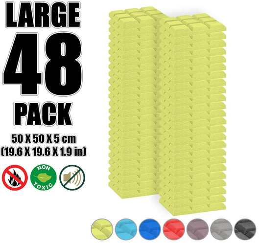 New 48 pcs Bundle Bevel Grid Type Acoustic Panels Sound Absorption Studio Soundproof Foam 7 Colors KK1046 Yellow