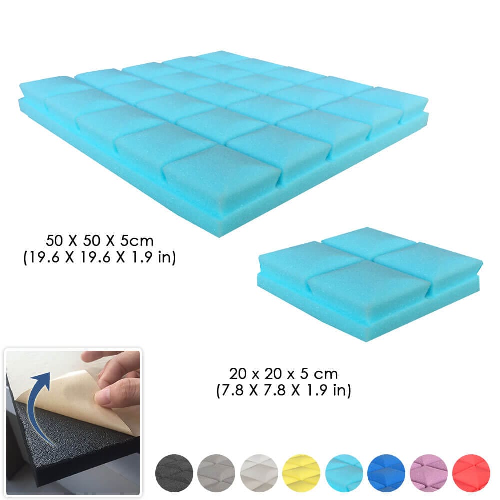 Arrowzoom Hemisphere Grid Adhesive Backed Series Acoustic Foam - Solid Colors - KK1056 1 PIECE - 50 x 50 x 5 cm / Baby Blue