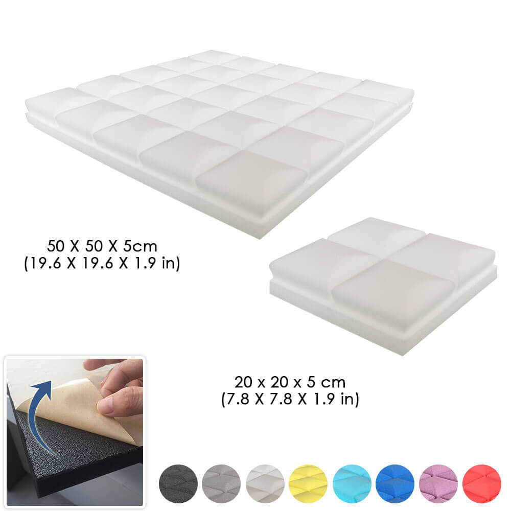 Arrowzoom Hemisphere Grid Adhesive Backed Series Acoustic Foam - White - KK1056 - Size: 1 Piece 20 x 20 x 5cm