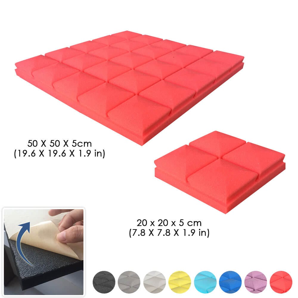 Arrowzoom Hemisphere Grid Adhesive Backed Series Acoustic Foam - Solid Colors - KK1056 1 PIECE - 50 x 50 x 5 cm / Red