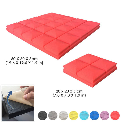 Arrowzoom Hemisphere Grid Adhesive Backed Series Acoustic Foam - Solid Colors - KK1056 1 PIECE - 50 x 50 x 5 cm / Red