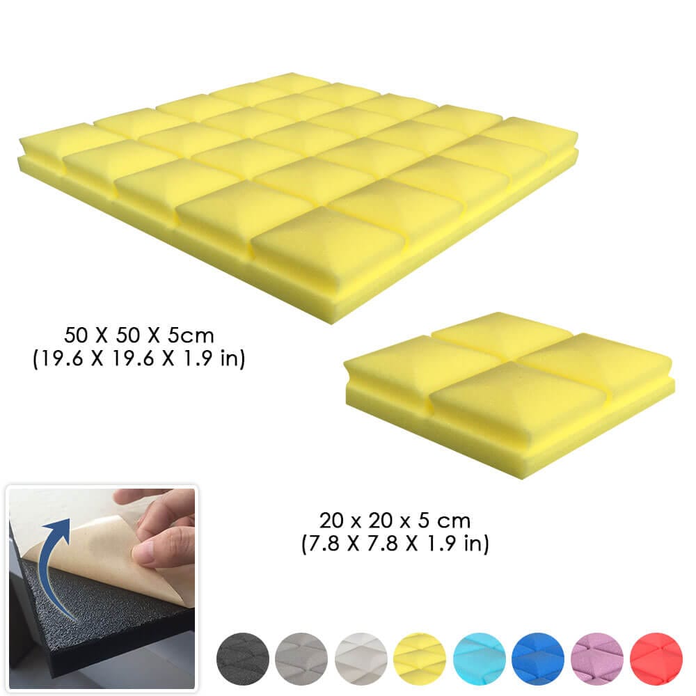 Arrowzoom Hemisphere Grid Adhesive Backed Series Acoustic Foam - Solid Colors - KK1056 1 PIECE - 50 x 50 x 5 cm / Yellow