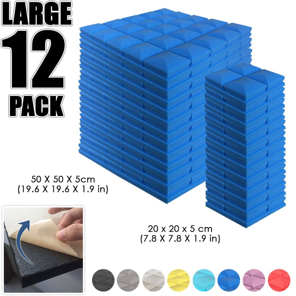 Arrowzoom Hemisphere Grid Adhesive Backed Series Acoustic Foam - Solid Colors - KK1056 12 PIECES - 20 x 20 x 5 cm / Blue