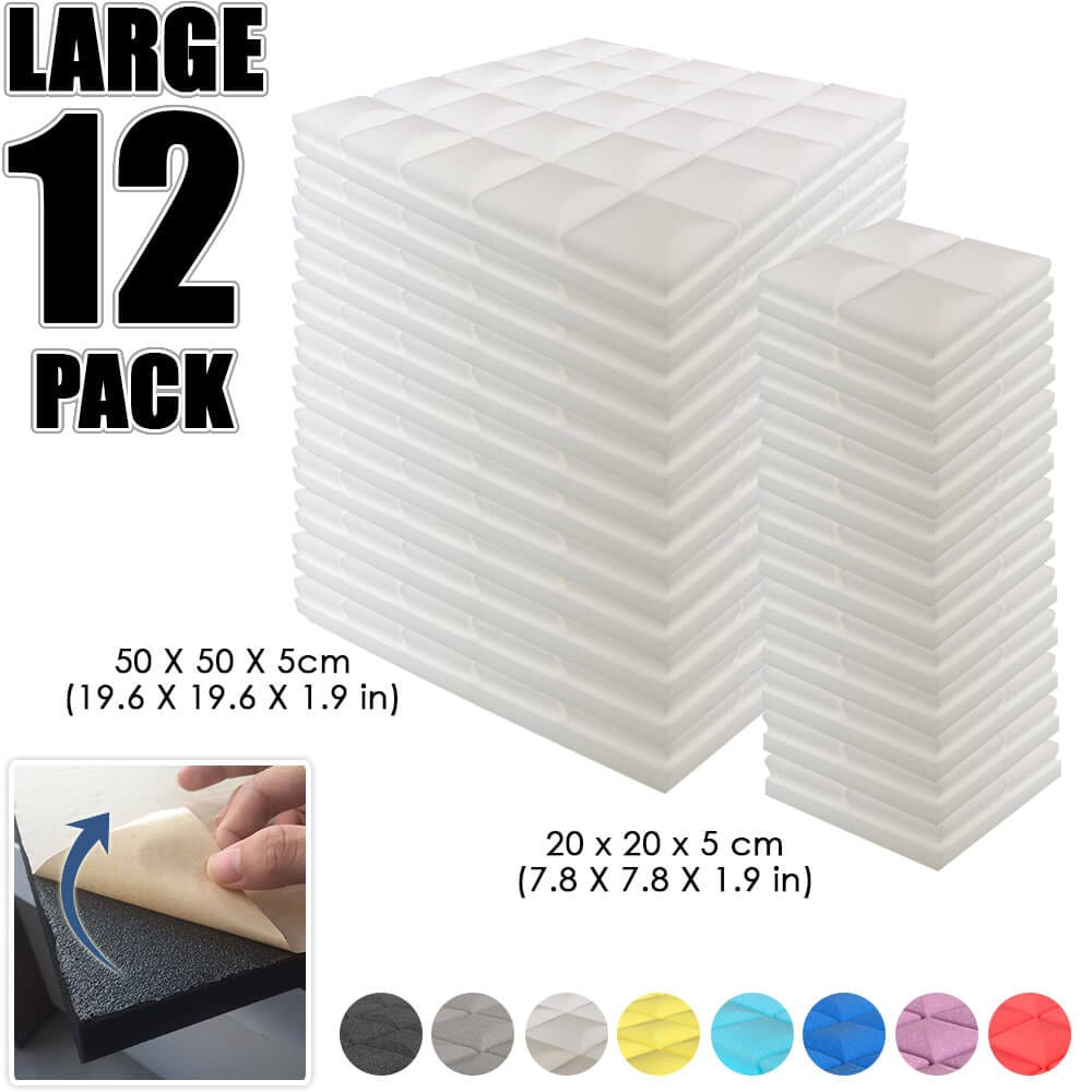 Arrowzoom Hemisphere Grid Adhesive Backed Series Acoustic Foam - Solid Colors - KK1056 12 PIECES - 20 x 20 x 5 cm / Pearl White