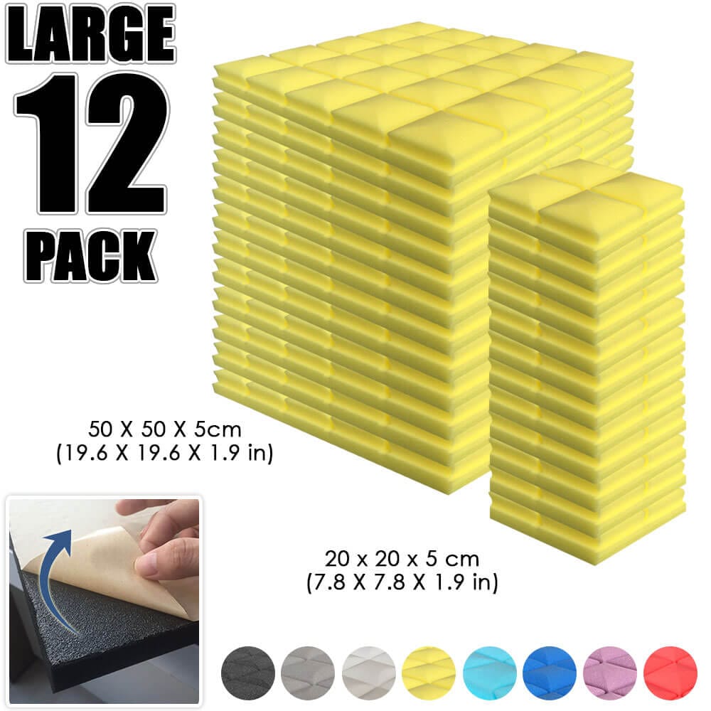 Arrowzoom Hemisphere Grid Adhesive Backed Series Acoustic Foam - Solid Colors - KK1056 12 PIECES - 20 x 20 x 5 cm / Yellow