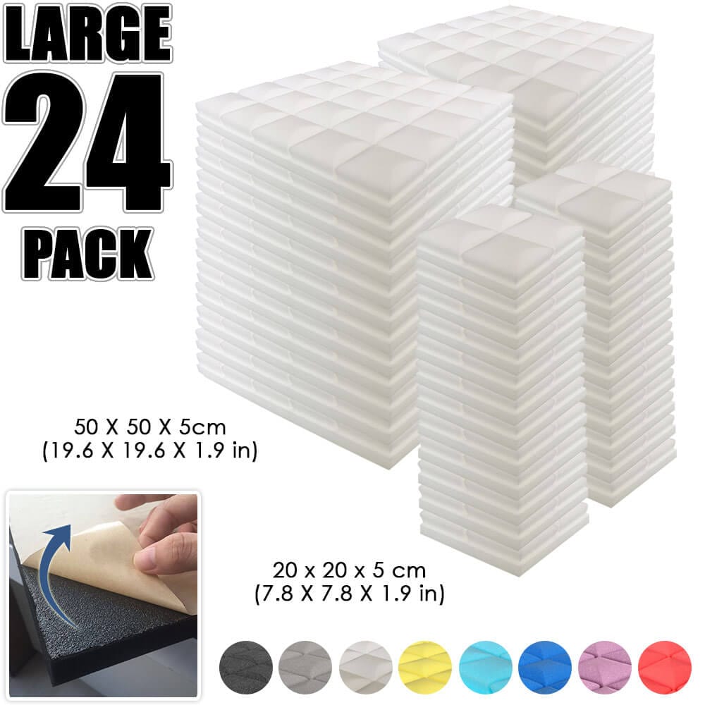 Arrowzoom Hemisphere Grid Adhesive Backed Series Acoustic Foam - Solid Colors - KK1056 24 PIECES - 20 x 20 x 5 cm / Pearl White
