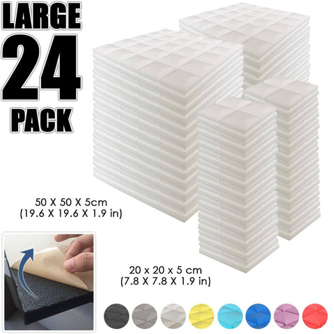 Arrowzoom Hemisphere Grid Adhesive Backed Series Acoustic Foam - Solid Colors - KK1056 24 PIECES - 20 x 20 x 5 cm / Pearl White