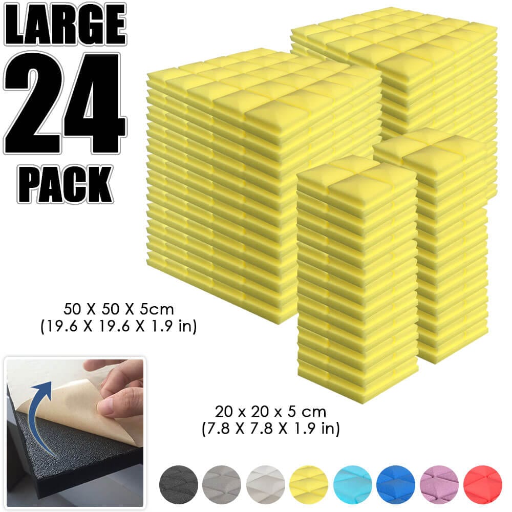 Arrowzoom Hemisphere Grid Adhesive Backed Series Acoustic Foam - Solid Colors - KK1056 24 PIECES - 20 x 20 x 5 cm / Yellow