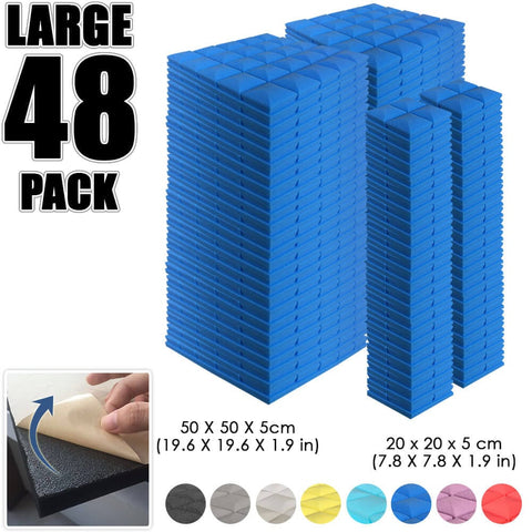 Arrowzoom Hemisphere Grid Adhesive Backed Series Acoustic Foam - Solid Colors - KK1056 48 PIECES - 20 x 20 x 5 cm / Blue