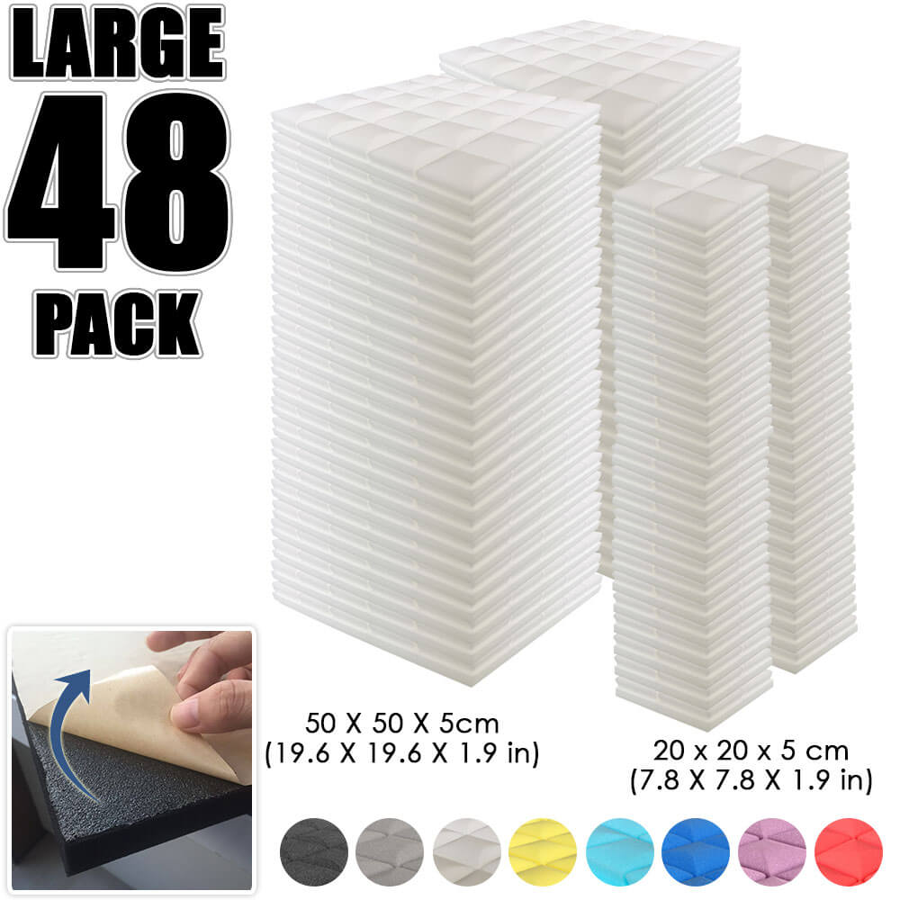 Arrowzoom Hemisphere Grid Adhesive Backed Series Acoustic Foam - White - KK1056 - Size: 48 PIECES - 20 x 20 x 5 cm