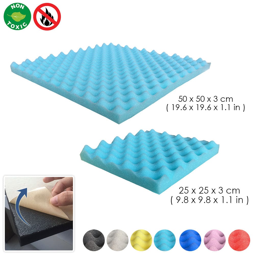Arrowzoom Egg Crate Adhesive Backed Series Acoustic Foam - Solid Colors - KK1219 Baby Blue / 1 Piece 25 x 25 x 3cm /9.8 X 9.8 X 1.1 in