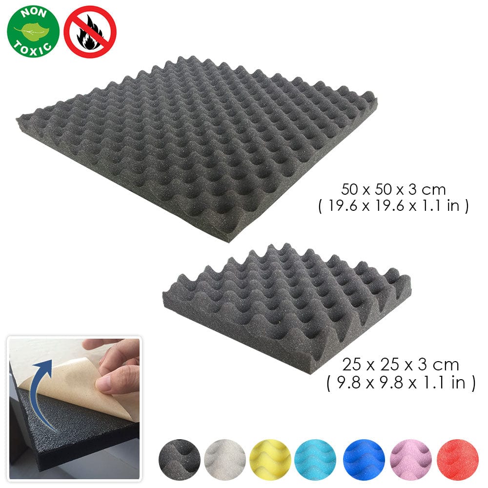 Arrowzoom Egg Crate Adhesive Backed Series Acoustic Foam - Solid Colors - KK1219 Black / 1 Piece 25 x 25 x 3cm /9.8 X 9.8 X 1.1 in