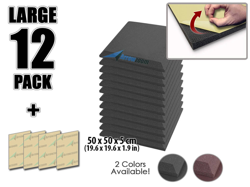 Arrowzoom Flat Bevel Adhesive Backed Tile Series Acoustic Foam - Solid Colors - KK1055 - Colors: Black -12