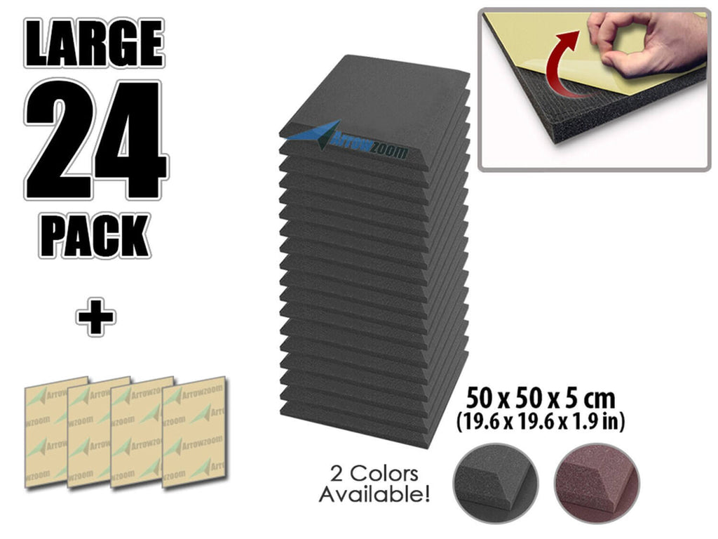 Arrowzoom Flat Bevel Adhesive Backed Tile Series Acoustic Foam - Solid Colors - KK1055 - Colors: Black -24