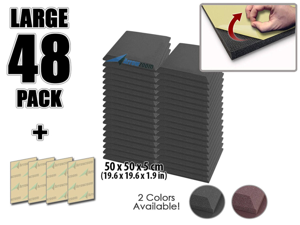 Arrowzoom Flat Bevel Adhesive Backed Tile Series Acoustic Foam - Solid Colors - KK1055 - Colors: Black - 48