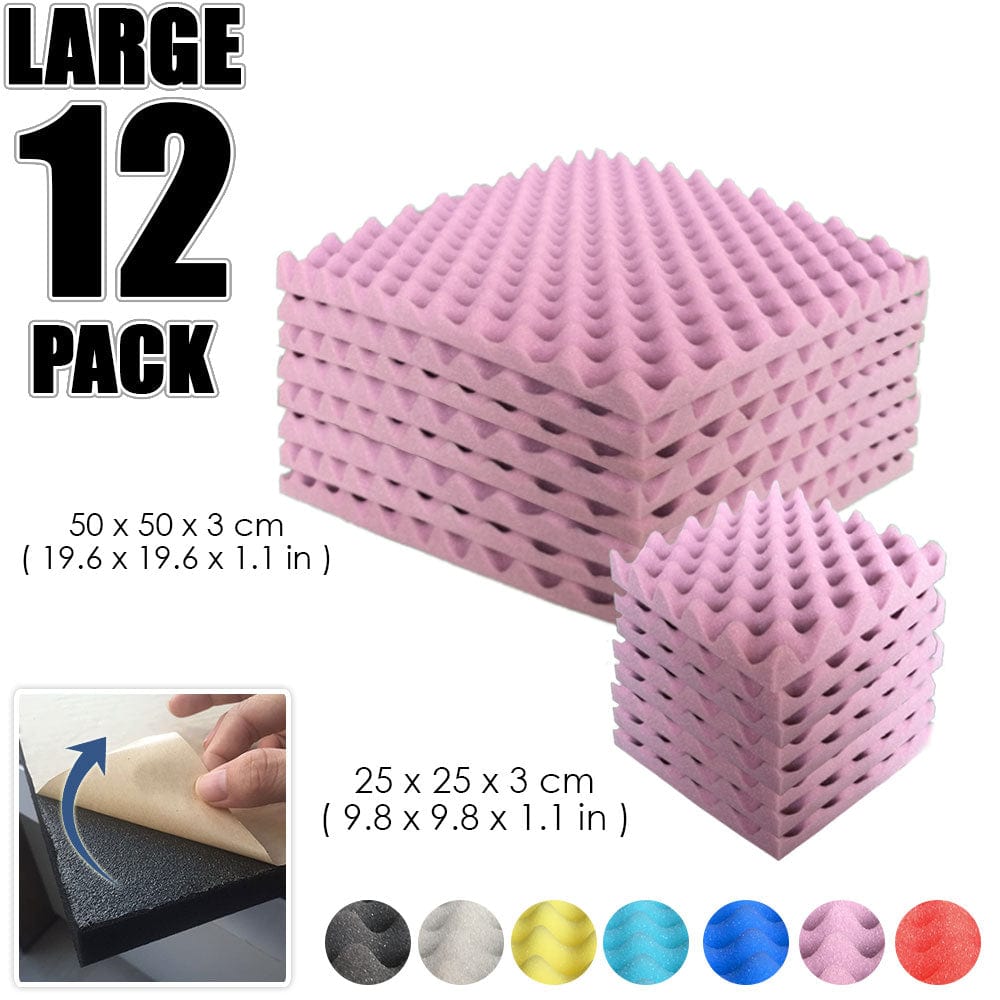 Arrowzoom Egg Crate Adhesive Backed Series Acoustic Foam - Solid Colors - KK1219 Burgundy / 12 Pieces 25 x 25 x 3cm /9.8 X 9.8 X 1.1 in