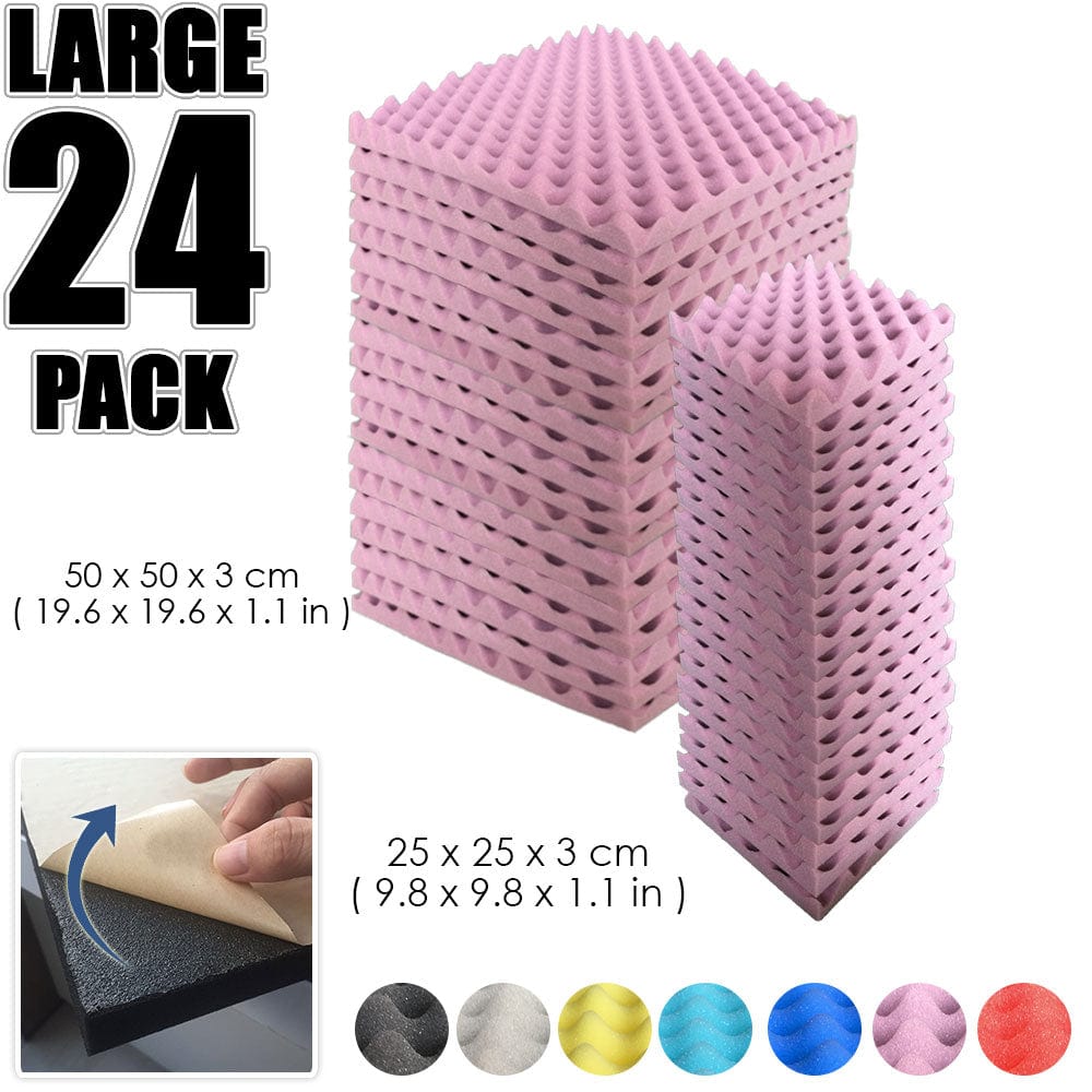 Arrowzoom Egg Crate Adhesive Backed Series Acoustic Foam - Solid Colors - KK1219 Burgundy / 24 Pieces 25 x 25 x 3cm /9.8 X 9.8 X 1.1 in