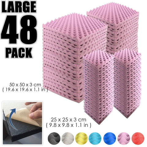 Arrowzoom Egg Crate Adhesive Backed Series Acoustic Foam - Solid Colors - KK1219 Burgundy / 48 Pieces 25 x 25 x 3cm /9.8 X 9.8 X 1.1 in