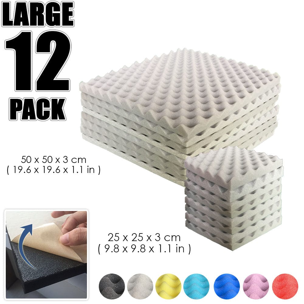 Arrowzoom Egg Crate Adhesive Backed Series Acoustic Foam - Solid Colors - KK1219 Gray / 12 Pieces 25 x 25 x 3cm /9.8 X 9.8 X 1.1 in