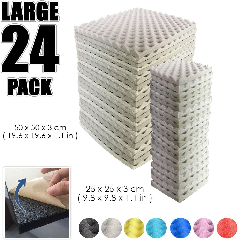 Arrowzoom Egg Crate Adhesive Backed Series Acoustic Foam - Solid Colors - KK1219 Gray / 24 Pieces 25 x 25 x 3cm /9.8 X 9.8 X 1.1 in