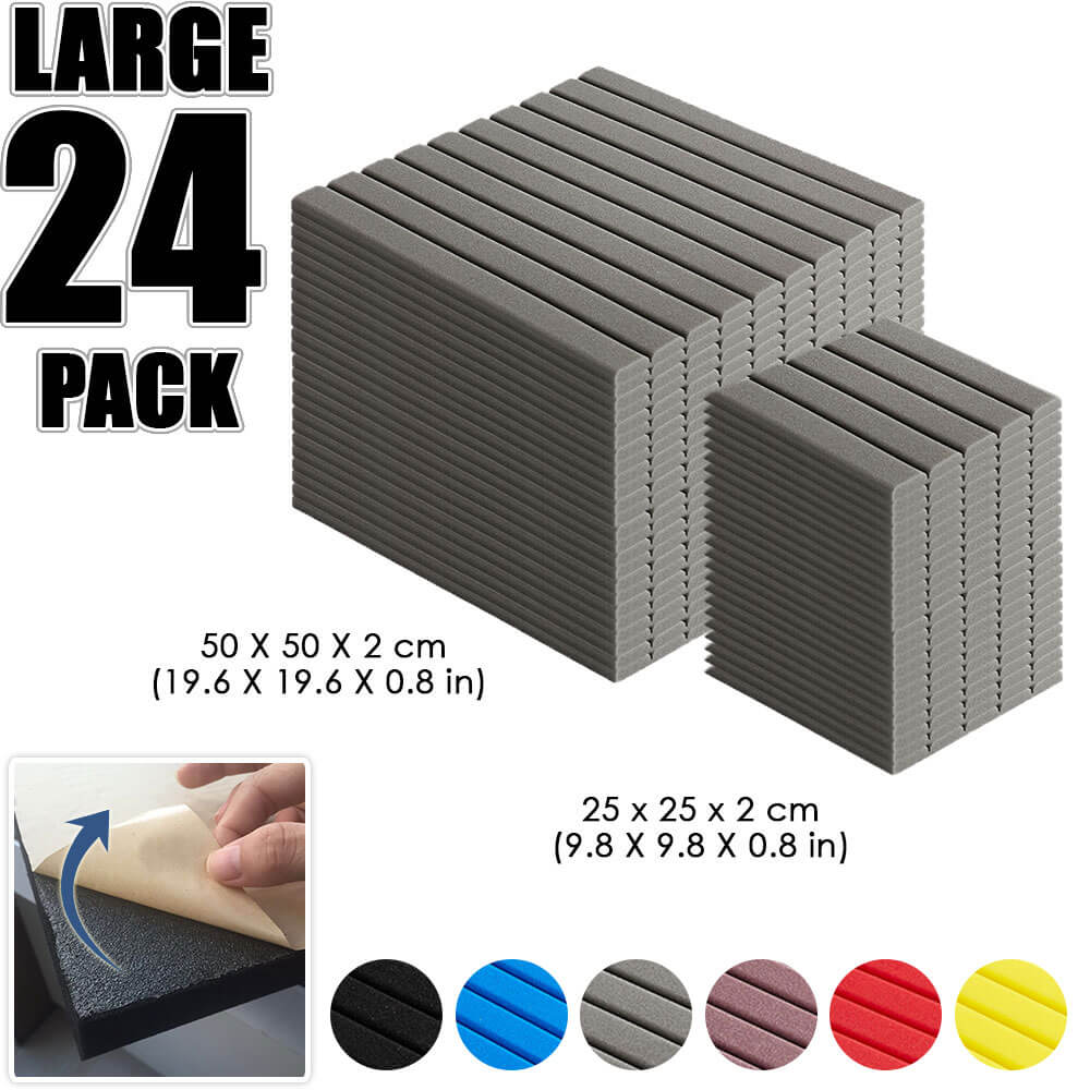 Arrowzoom Flat Wedge Adhesive Backed Tiles Series Acoustic Foam - Gray - KK1054 - Size: 24 Pieces 25 x 25 x 2cm