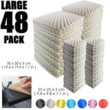 Arrowzoom Egg Crate Adhesive Backed Series Acoustic Foam - Solid Colors - KK1219 Gray / 48 Pieces 25 x 25 x 3cm /9.8 X 9.8 X 1.1 in