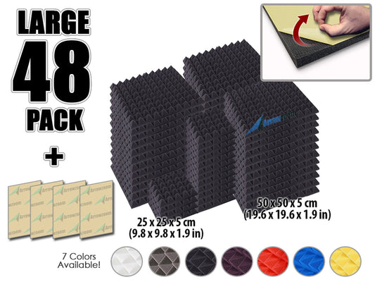 New 48 pcs Bundle Pyramid Adhesive Backed Tiles Acoustic Panels Sound Absorption Studio Soundproof Foam 7 Colors KK1053 Arrowzoom.