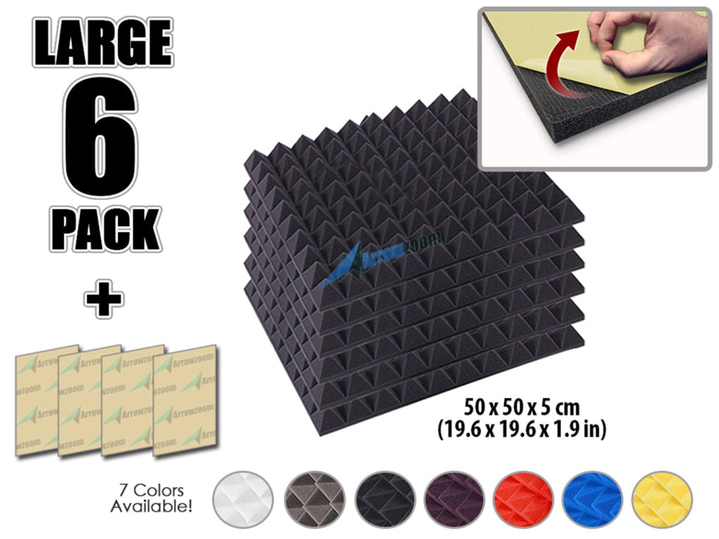 New 6 pcs Bundle Pyramid Adhesive Backed Tiles Acoustic Panels Sound Absorption Studio Soundproof Foam 7 Colors KK1053 Arrowzoom.