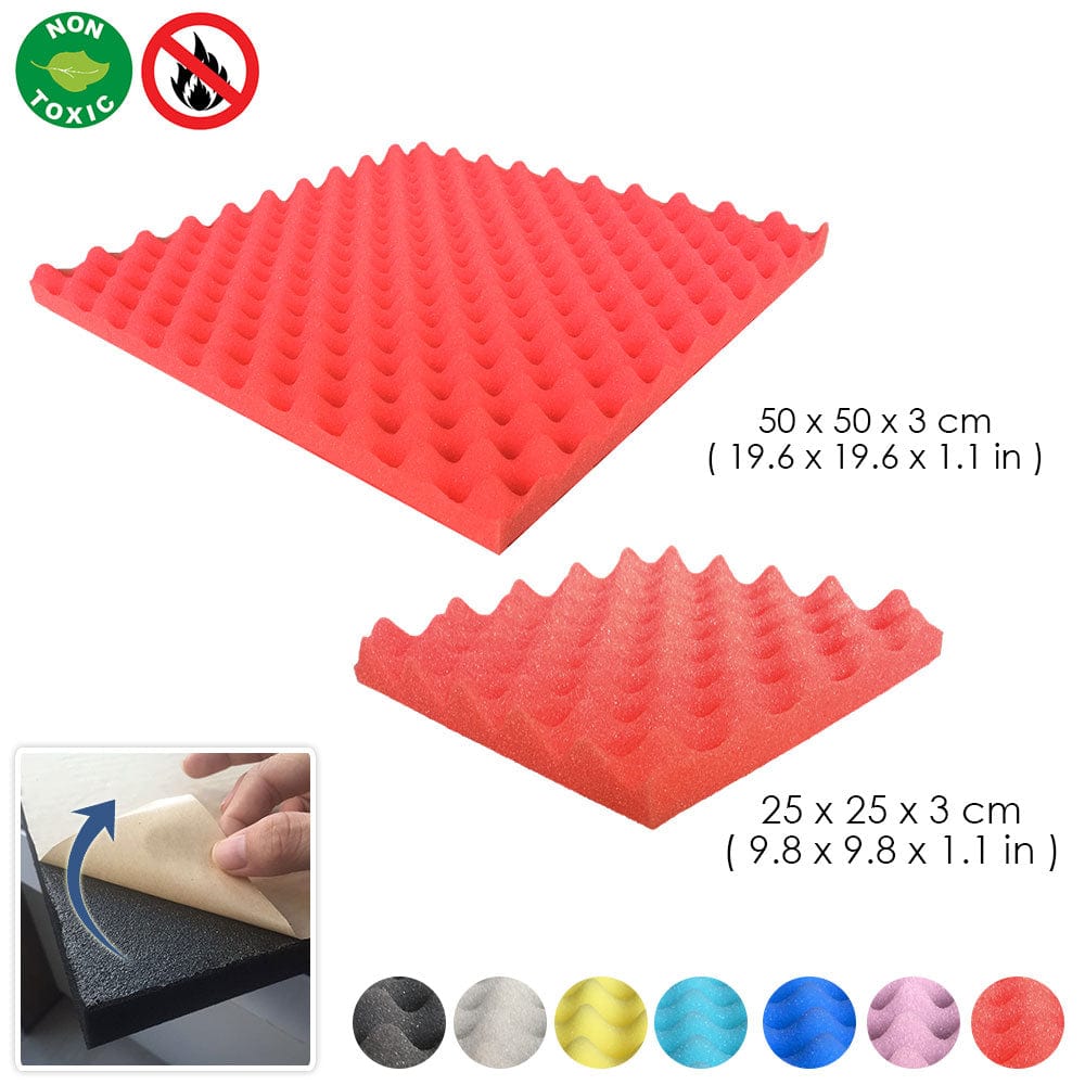 Arrowzoom Egg Crate Adhesive Backed Series Acoustic Foam - Solid Colors - KK1219 Red / 1 Piece 25 x 25 x 3cm /9.8 X 9.8 X 1.1 in