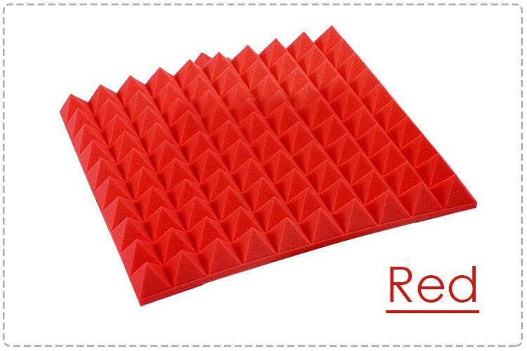 Arrowzoom Pyramid Adhesive Backed Tiles Series Acoustic Foam - Solid Colors - KK1053 Red / 1 Piece - 50 x 50 x 5 cm / 20 x 20 x 2 in