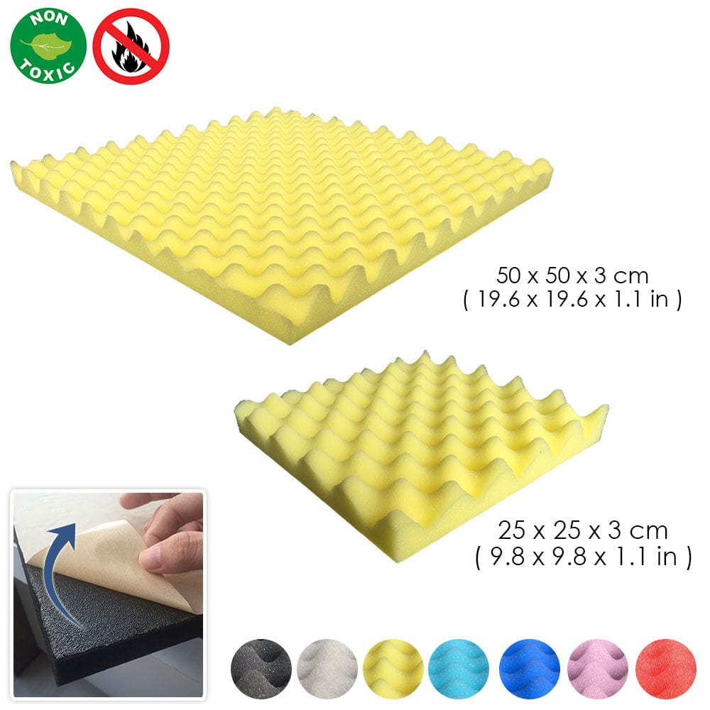 Arrowzoom Egg Crate Adhesive Backed Series Acoustic Foam - Solid Colors - KK1219 Yellow / 1 Piece 25 x 25 x 3cm /9.8 X 9.8 X 1.1 in