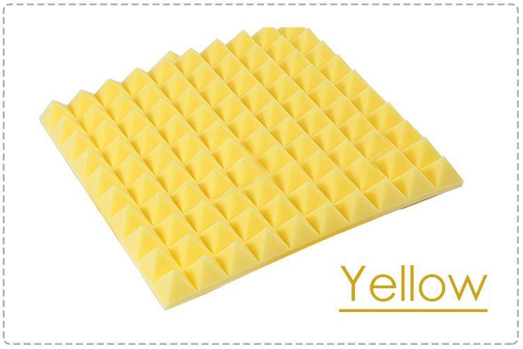 Arrowzoom Pyramid Adhesive Backed Tiles Series Acoustic Foam - Solid Colors - KK1053 Yellow / 1 Piece - 50 x 50 x 5 cm / 20 x 20 x 2 in