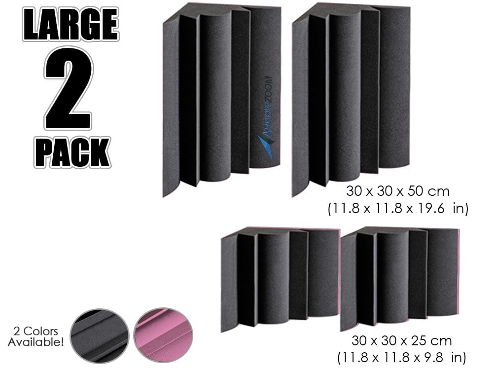 New 2 pcs Bundle Bass Trap Acoustic Panels Sound Absorption Studio Soundproof Foam 2 Colors KK1036 Black / 30cm X 30cm X 25cm (11.8 in X 11.8 in X 9.8 in)